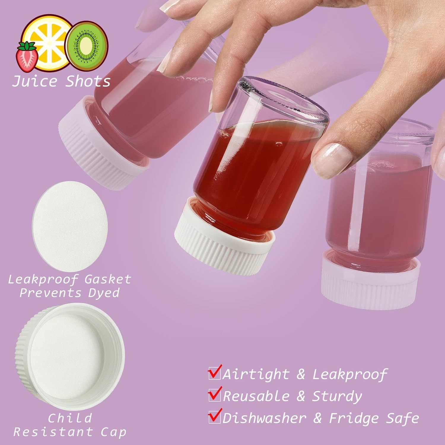 Vidrio claro Syntic de 75 ml, duradero y fácil de limpiar.