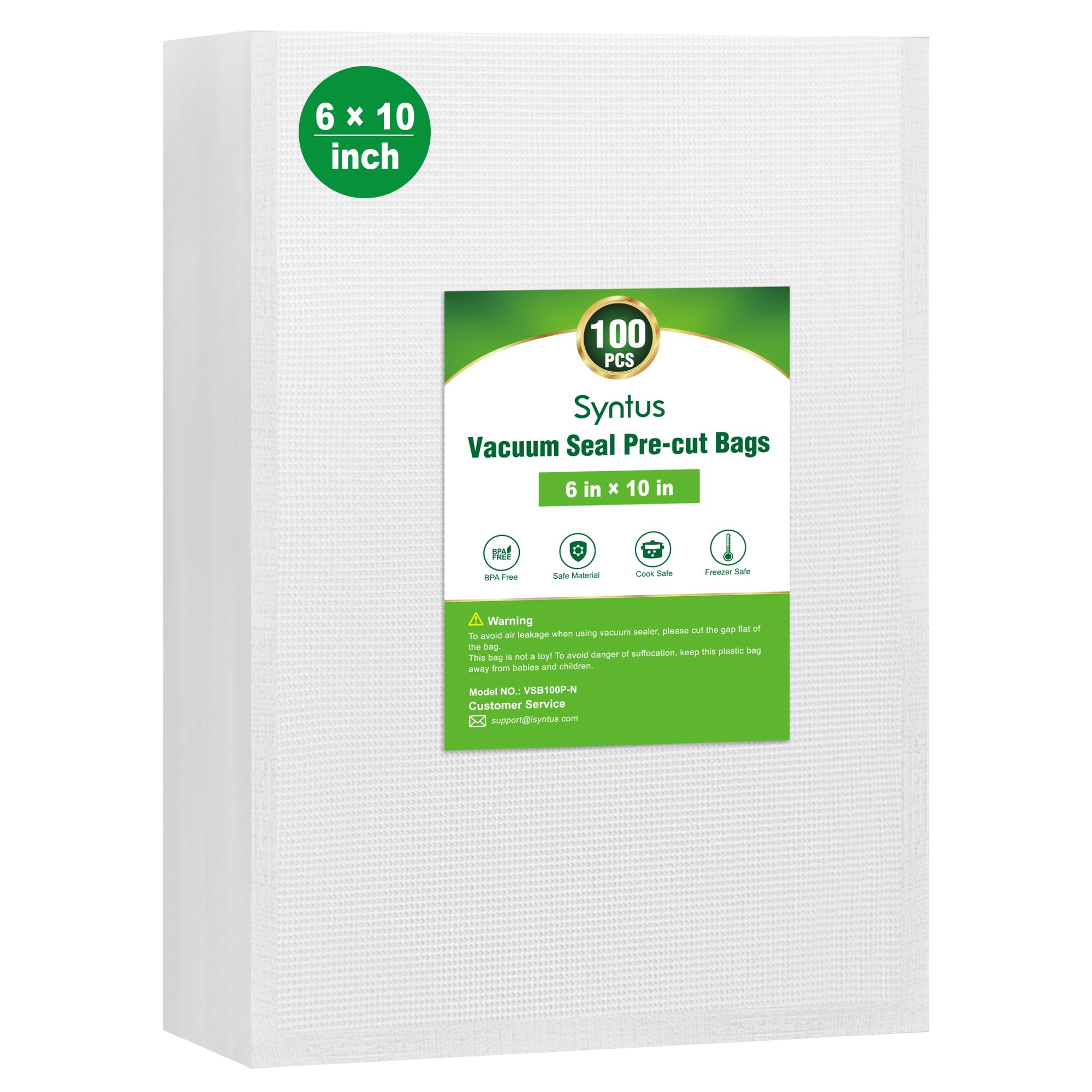 Syntus bolsas envasado al vacío pre-cut 6x10, compatibles con selladoras para almacenamiento seguro.