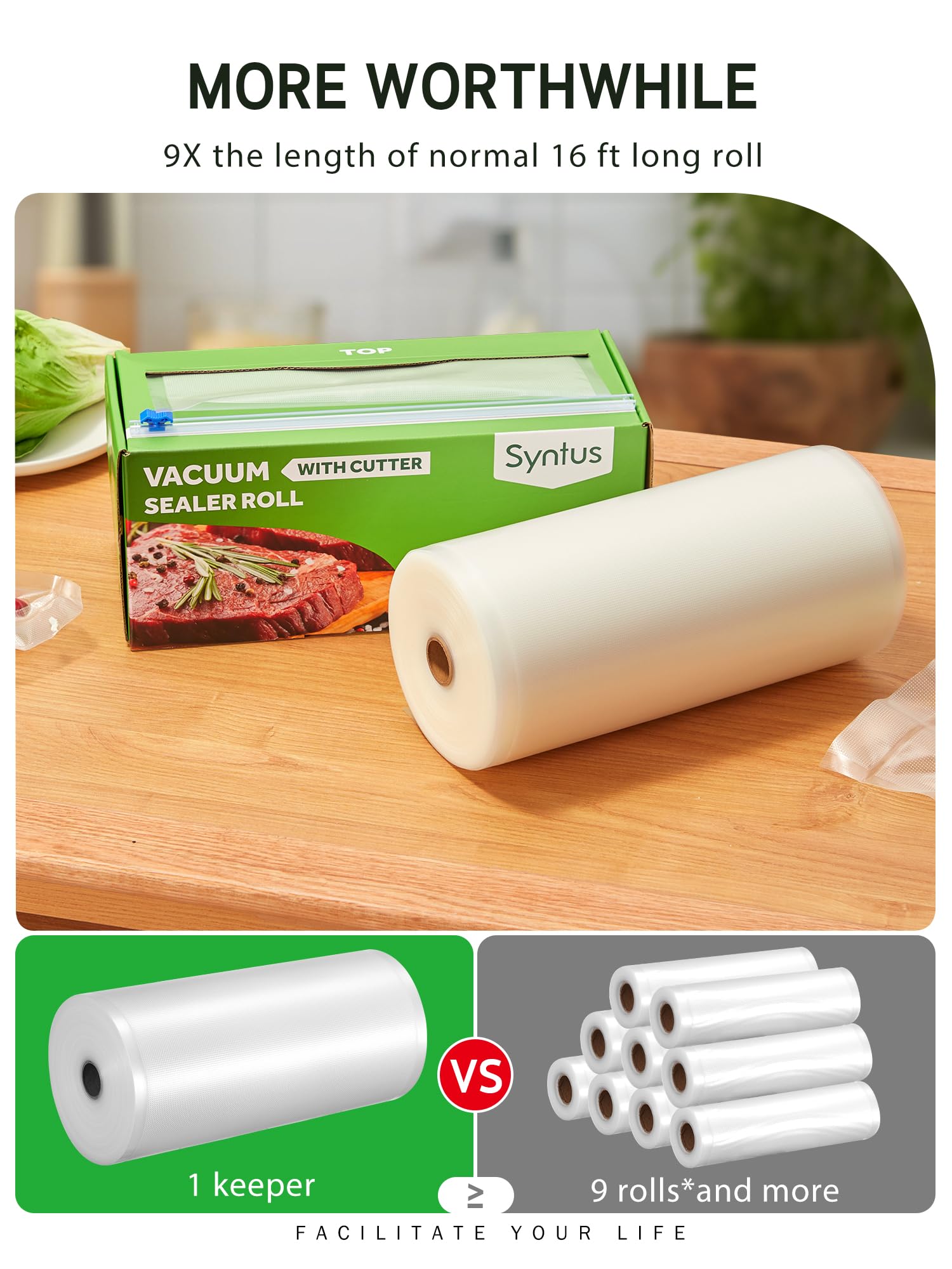 Bolsas vacío Syntus aptas para congelador y microondas.