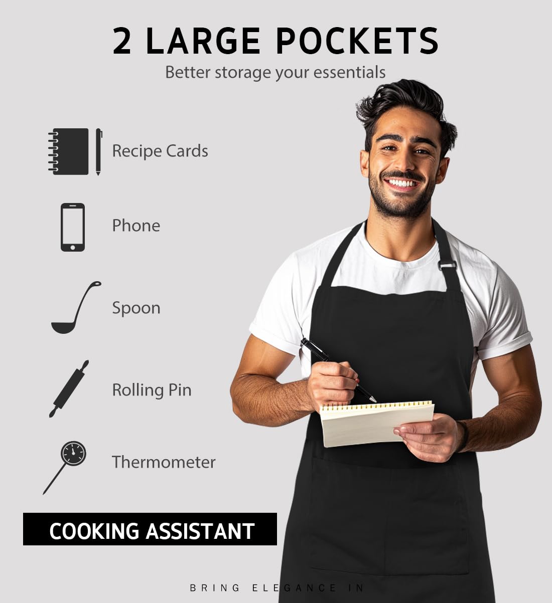 Syntus delantal bib con dimensiones de 68×84 cm para mayor cobertura.