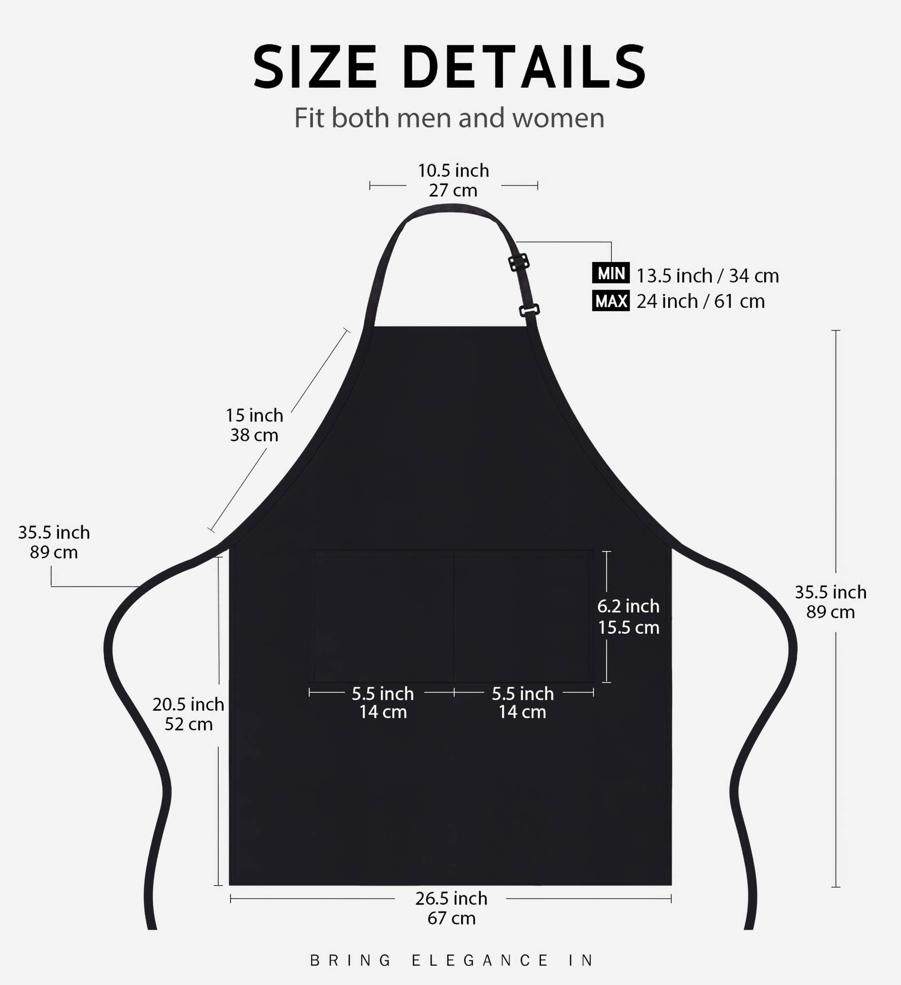 Syntus delantal con dos bolsillos grandes para herramientas de cocina