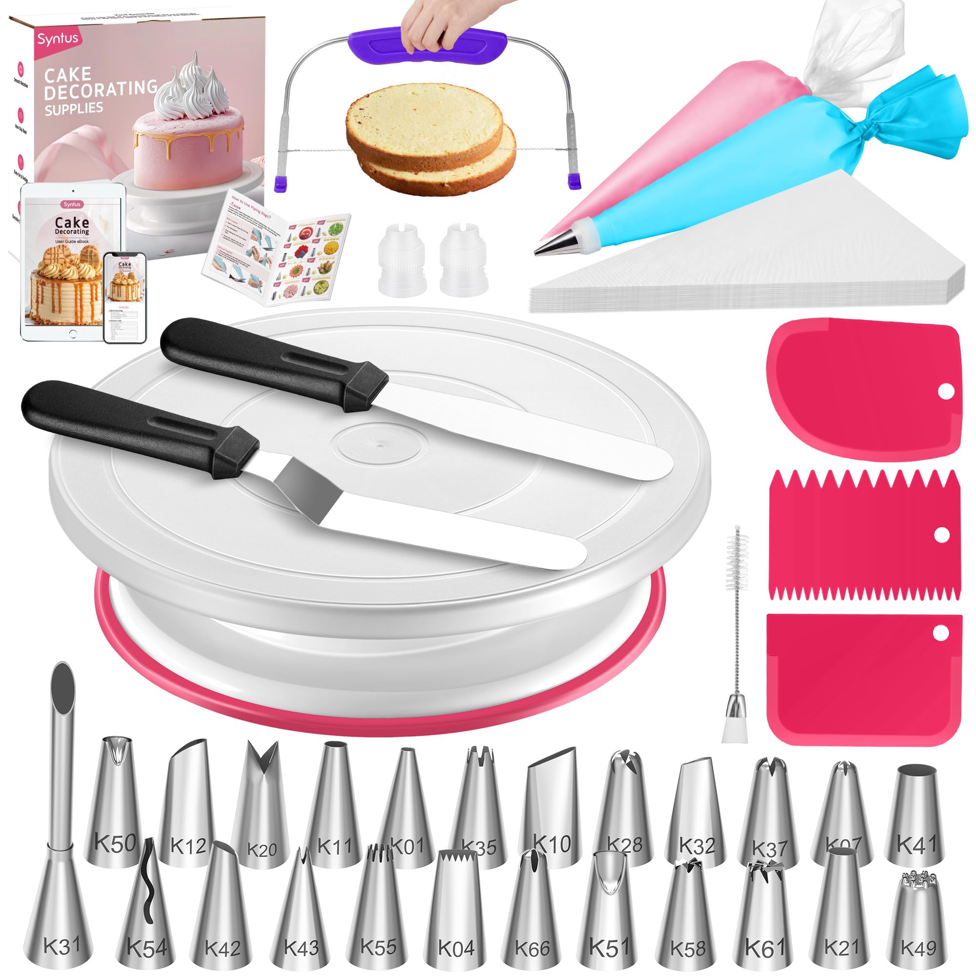 Syntus kit de decoración de pasteles 65 piezas con torno