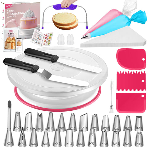 Syntus kit de decoración de pasteles 65 piezas con torno