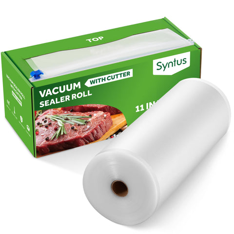 Rodillo de vacío Syntus 11x150 organizado en soporte para sellado rápido.