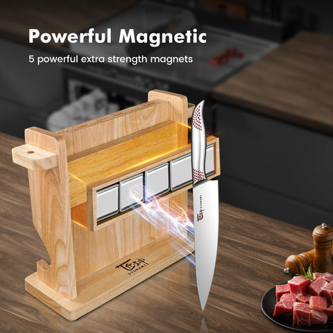 SYOKAMI bloque magnético de cuchillos, almacenamiento estable y seguro para la cocina.