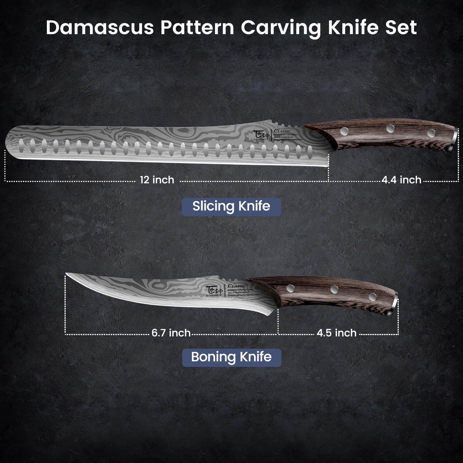 SYOKAMI cuchillo deshuesar flexible de 6-7 pulgadas para separar carne cerca del hueso.