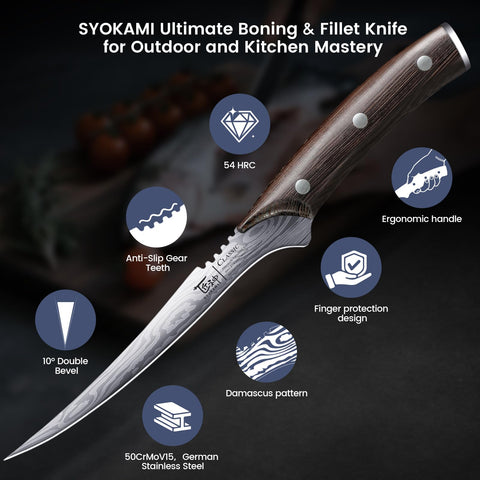 Cuchillo SYOKAMI Filete 7.2 pulgadas, empaque de regalo elegante.