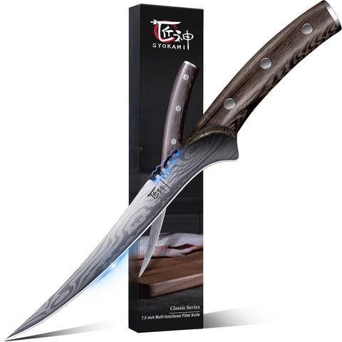 Cuchillo SYOKAMI Filete 7.2 pulgadas, vista frontal para precisión.