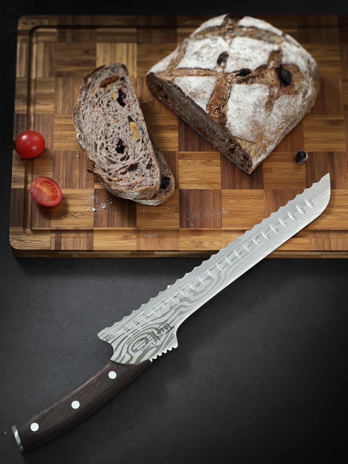 SYOKAMI cuchillo pan espiga completa con tres remaches duradera
