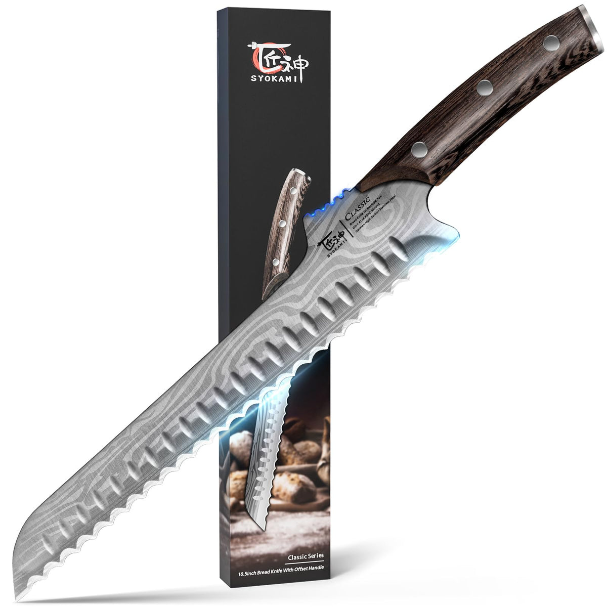 SYOKAMI cuchillo para pan offset ergonómico para cortes más limpios