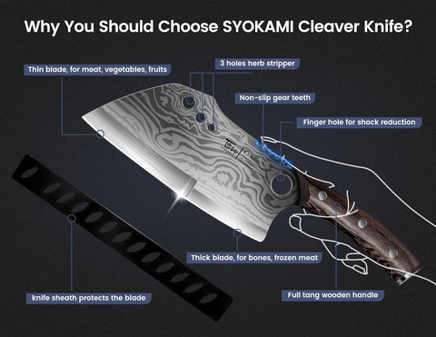 SYOKAMI cuchillo para cortar huesos con filo resistente.