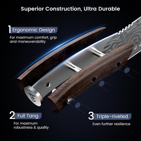 Mango de madera FSC SYOKAMI, agarre cómodo y seguro.