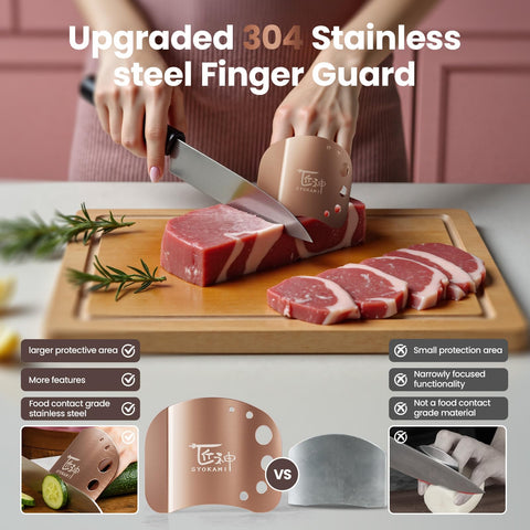 Protector dedo SYOKAMI facilita cortar vegetales con precisión.