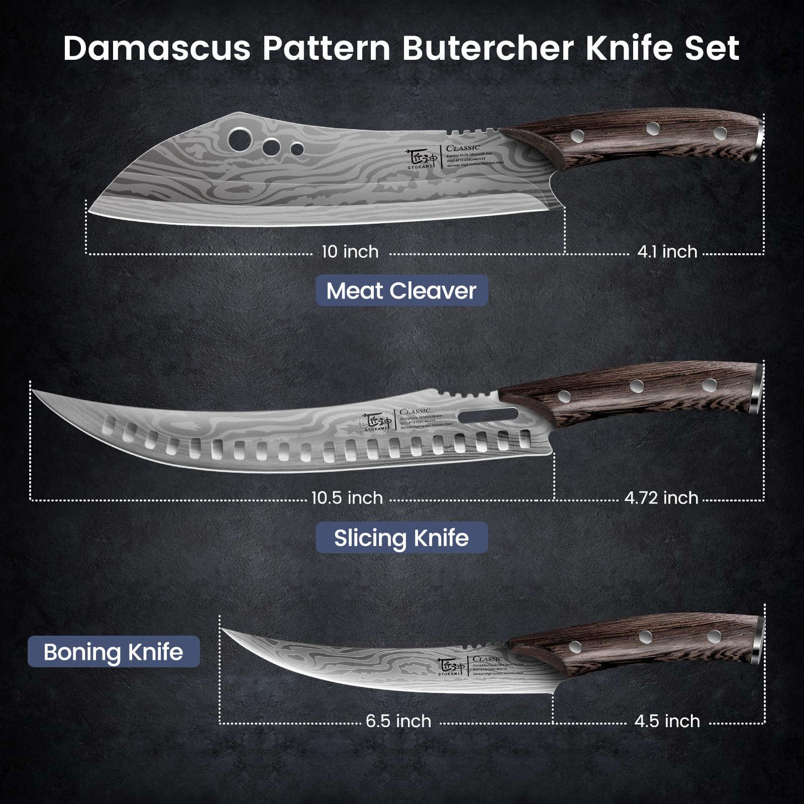 Remaches triple fortalecen la unión cuchillo-mango SYOKAMI.