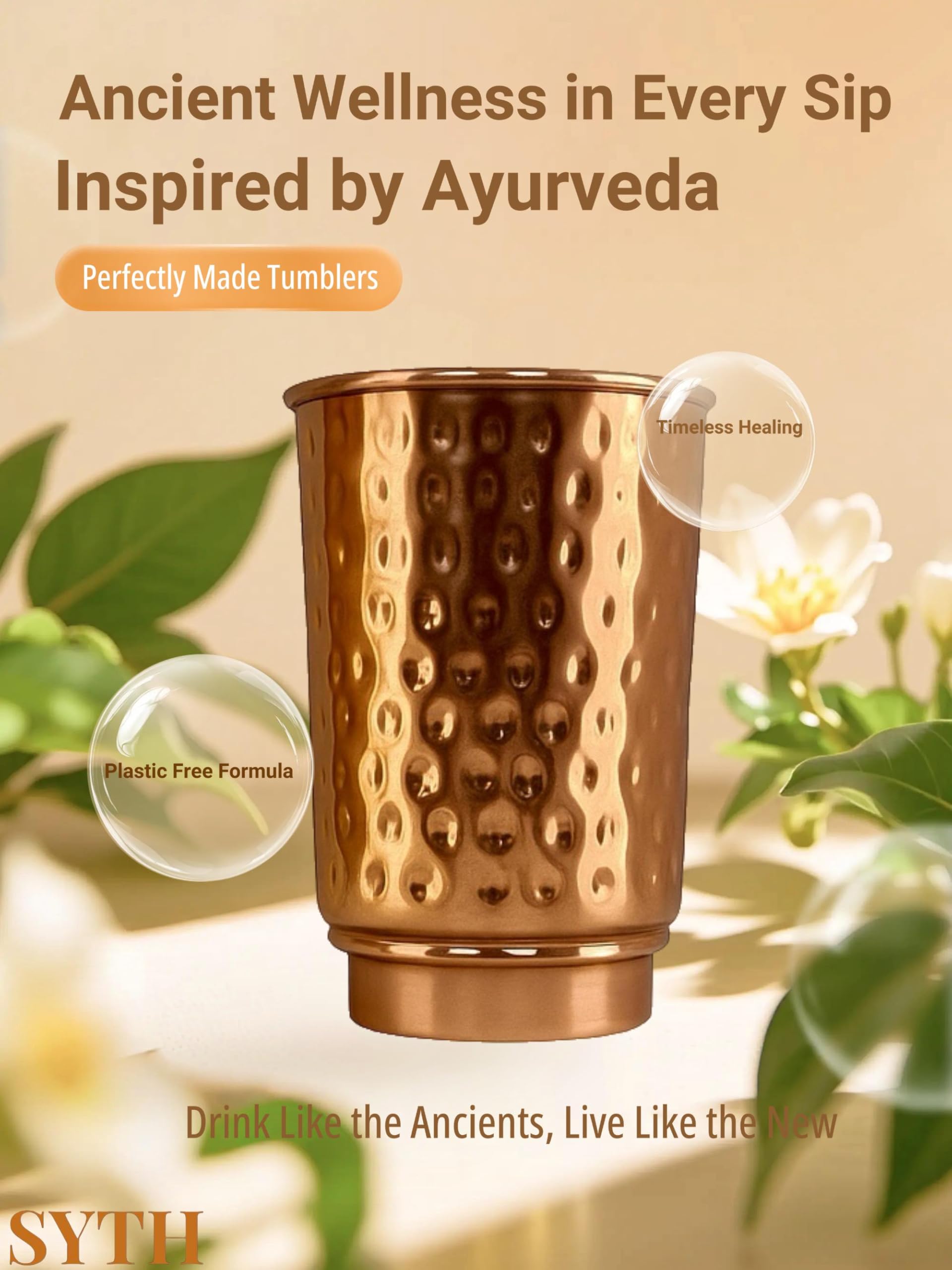 Vasos SYTH de cobre puro con acabado duradero y a prueba de fugas.