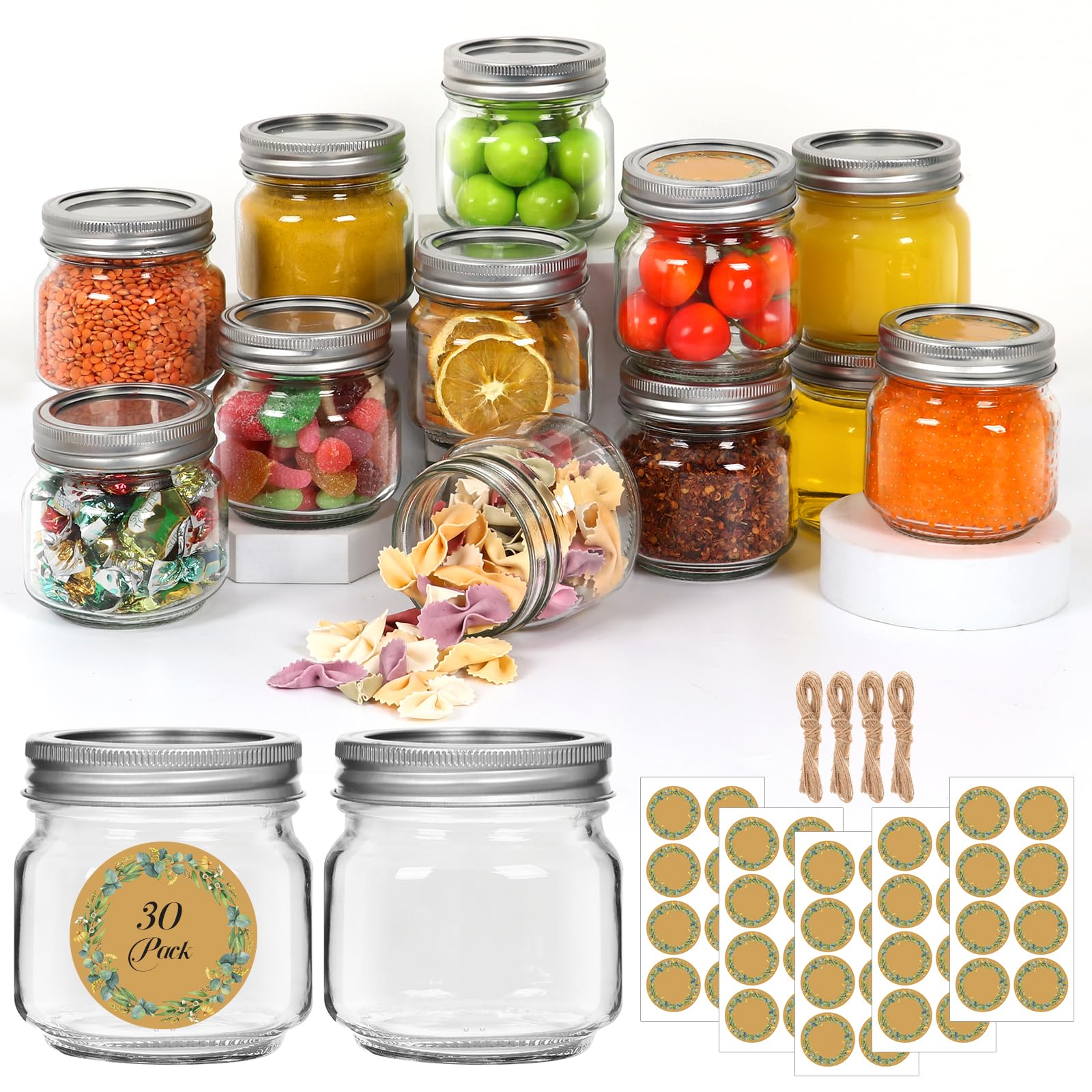 SZUAH frascos mason 8oz con tapas y bandas para conservación segura