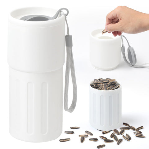 TAAMOG taza portátil para semillas de girasol con almacenamiento de cáscaras, ideal para viaje.