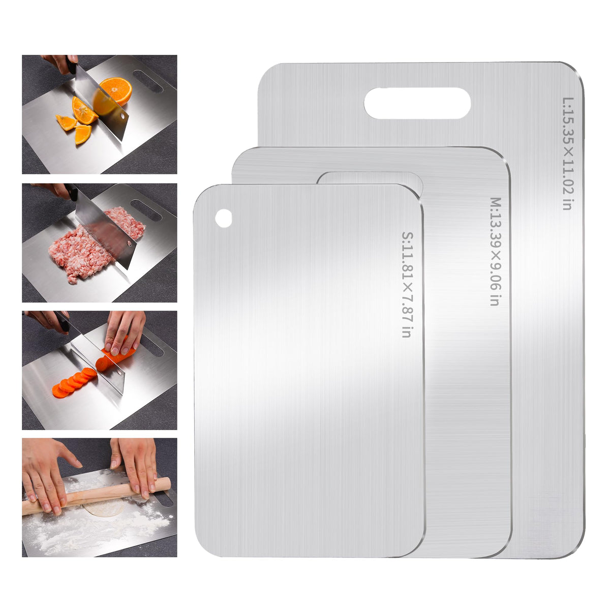Tablas de cortar acero inoxidable 304 gran tamaño con mango ergonómico