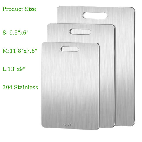 Tabla 11-8x7-87 de acero inoxidable: apta para carne y verduras.