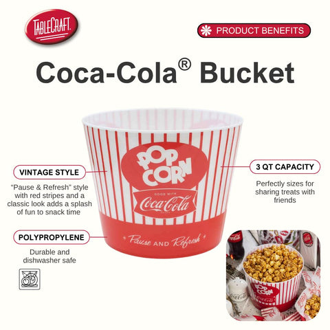 Tablecraft Coca-Cola cubo duradero apto para lavavajillas para meriendas