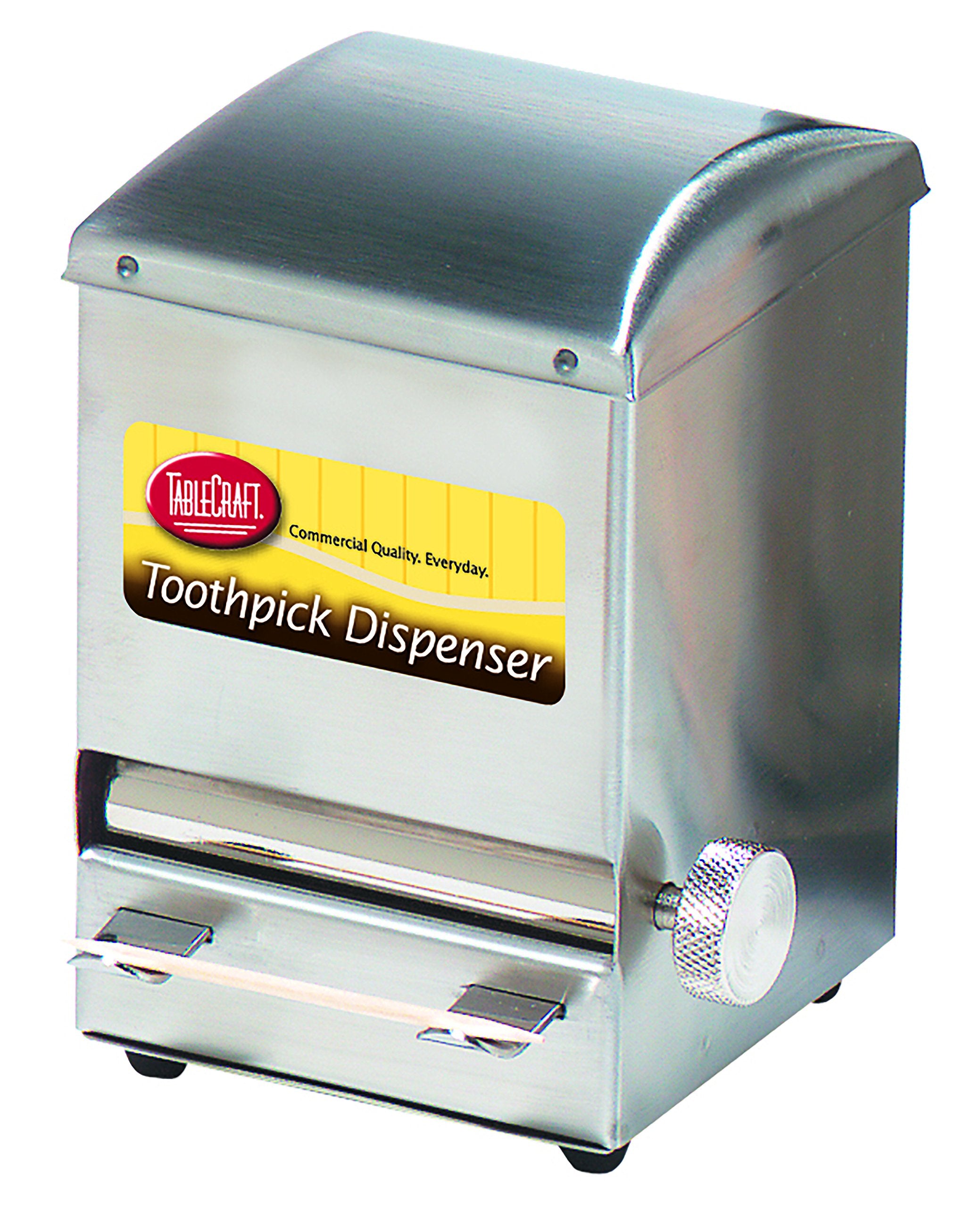 Tablecraft dispensador de palillos de dientes de acero inoxidable, perfecto para cocinas y mesas.