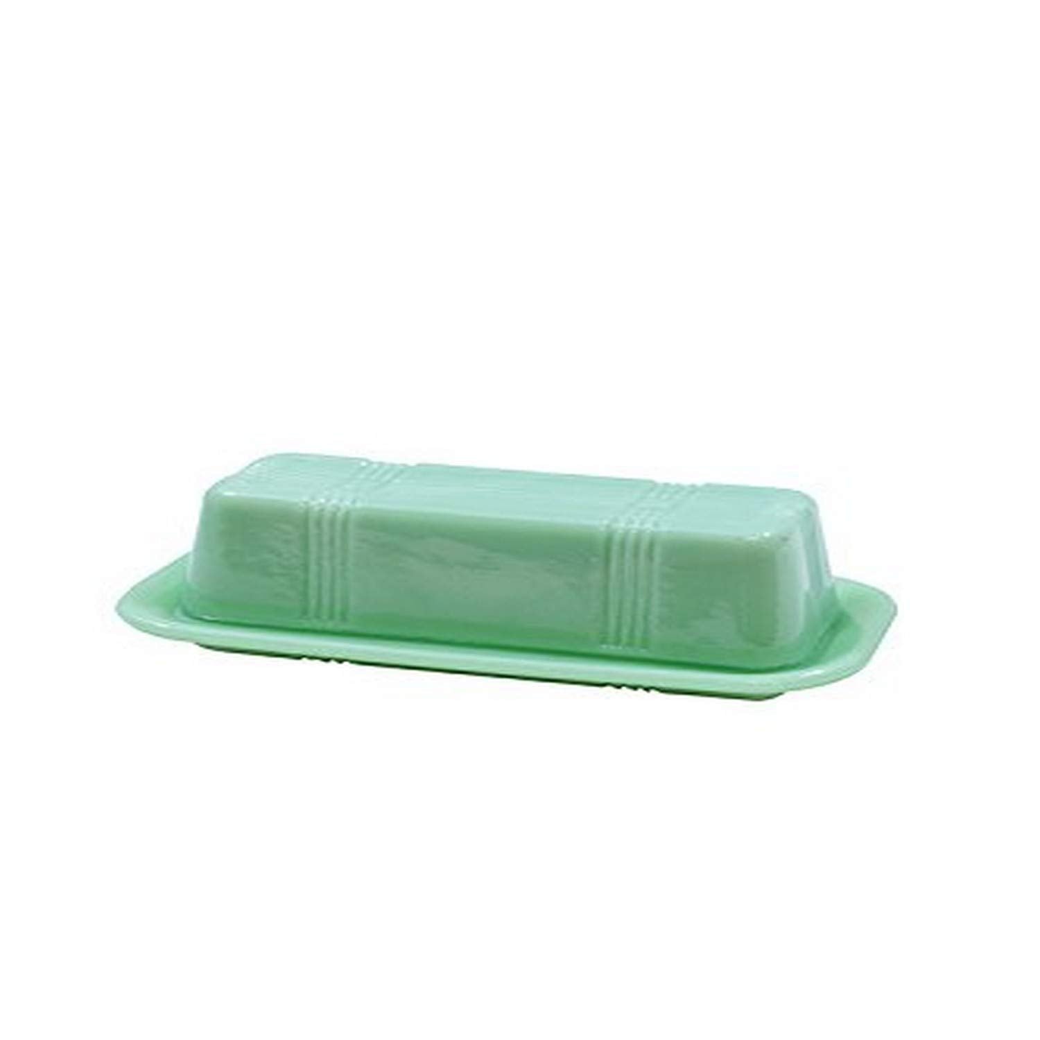 Tablecraft HJ124 bandeja mantequilla jadeite con tapa, perfecta para conservar la mantequilla fresca.