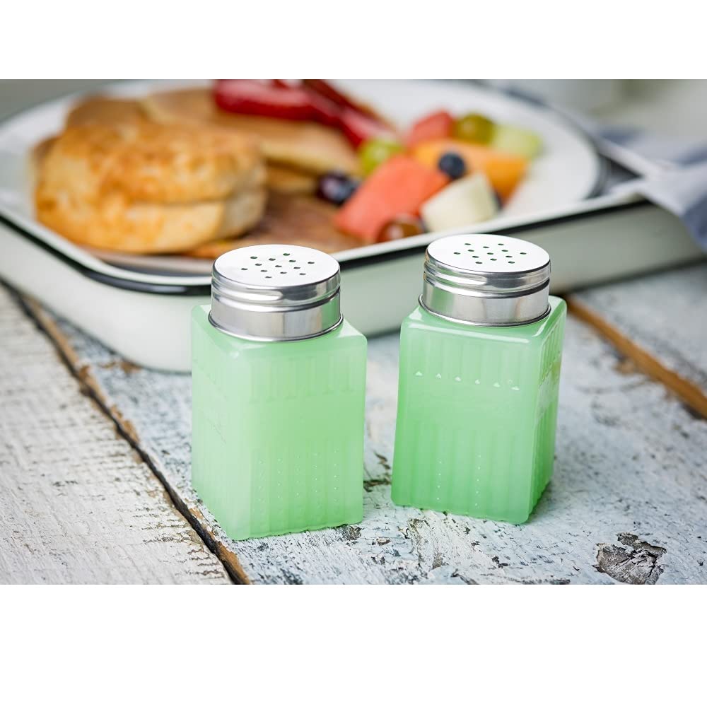 Tablecraft salero Jadeite con tapa de metal, facilita la dosificación diaria