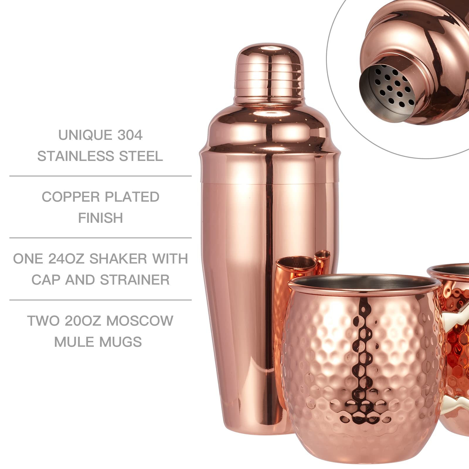 TABLEWARE MELODY: coctelera de 24oz metalizada para mezclar con facilidad.