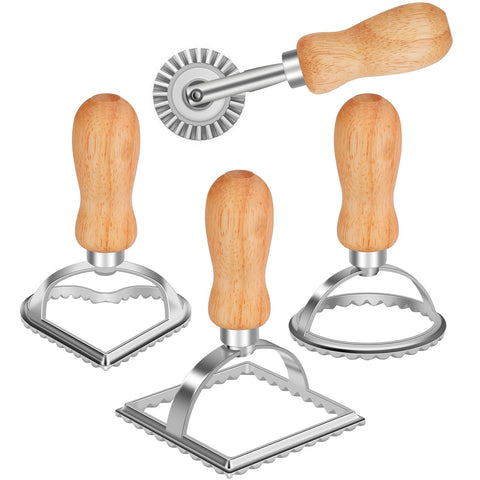 TACGEA cortador ravioli redondo con mango de madera para sellos uniformes y rápidos.