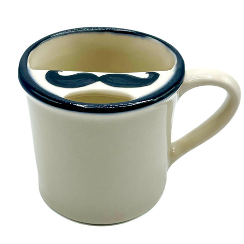 Taconic Shave, taza con protector de bigote, ideal para beber café sin mojar el bigote.