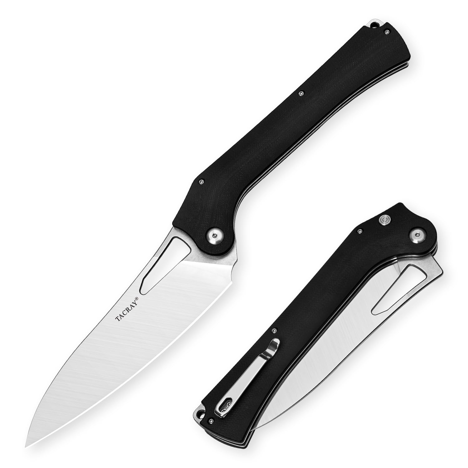 Cuchillo TACRAY con hoja 10cr15mov, listo para cocinar al aire libre.