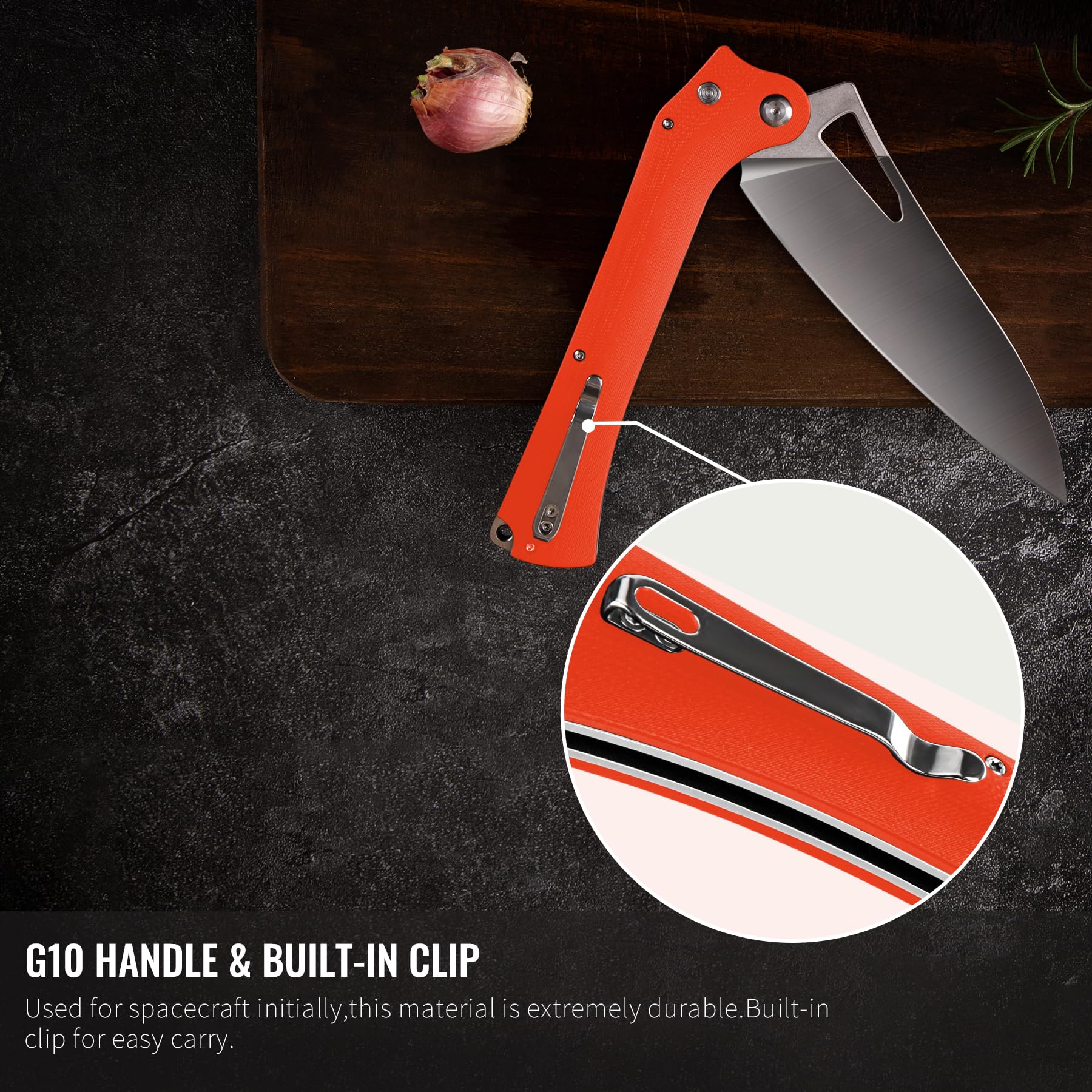 TACRAY cuchillo plegable para frutas y verduras con hoja afilada
