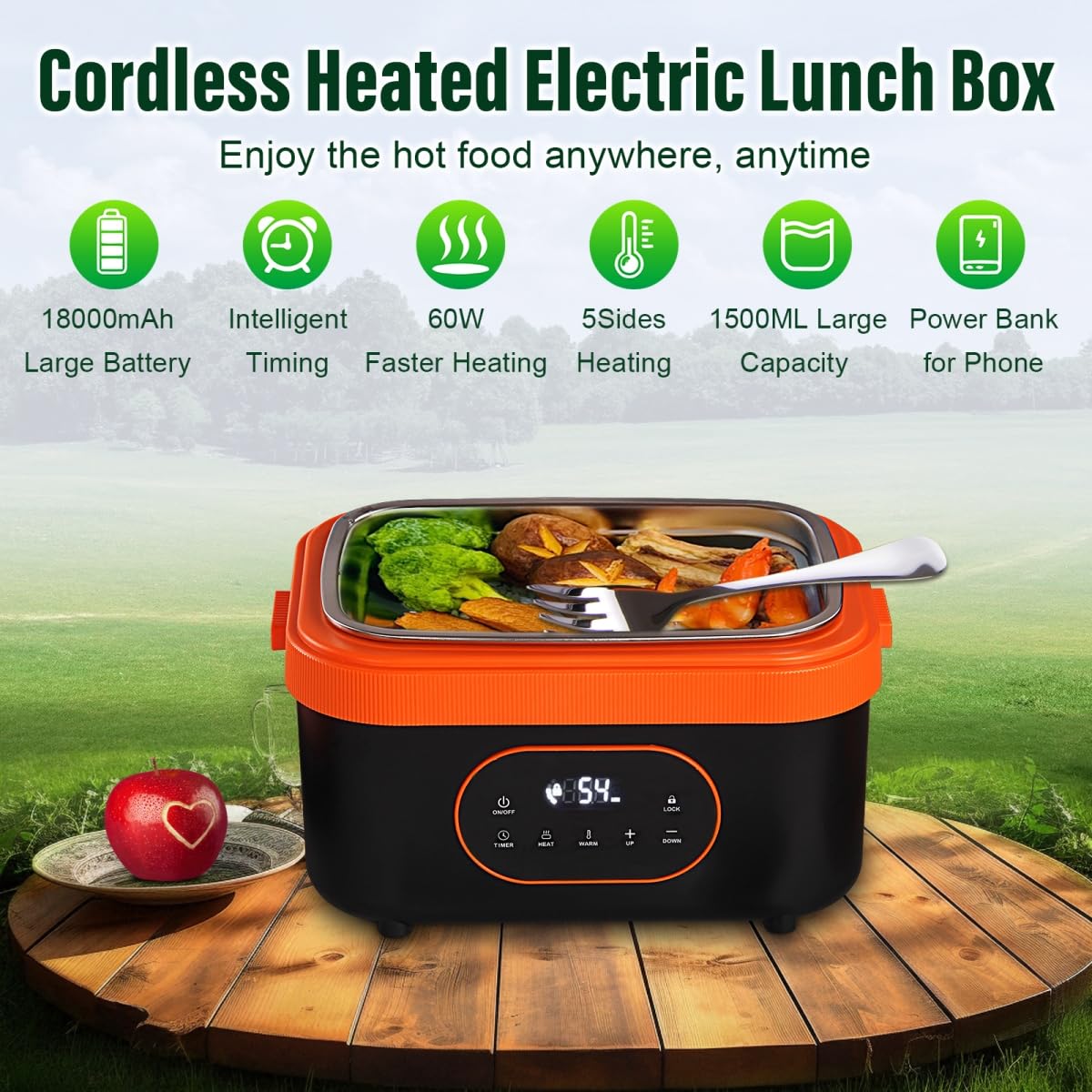 Tadcmey batería de 18000mAh para calentar comidas sin enchufes.