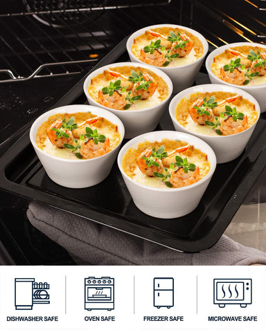 Taeochiy ramequines aptos para horno y almacenamiento.