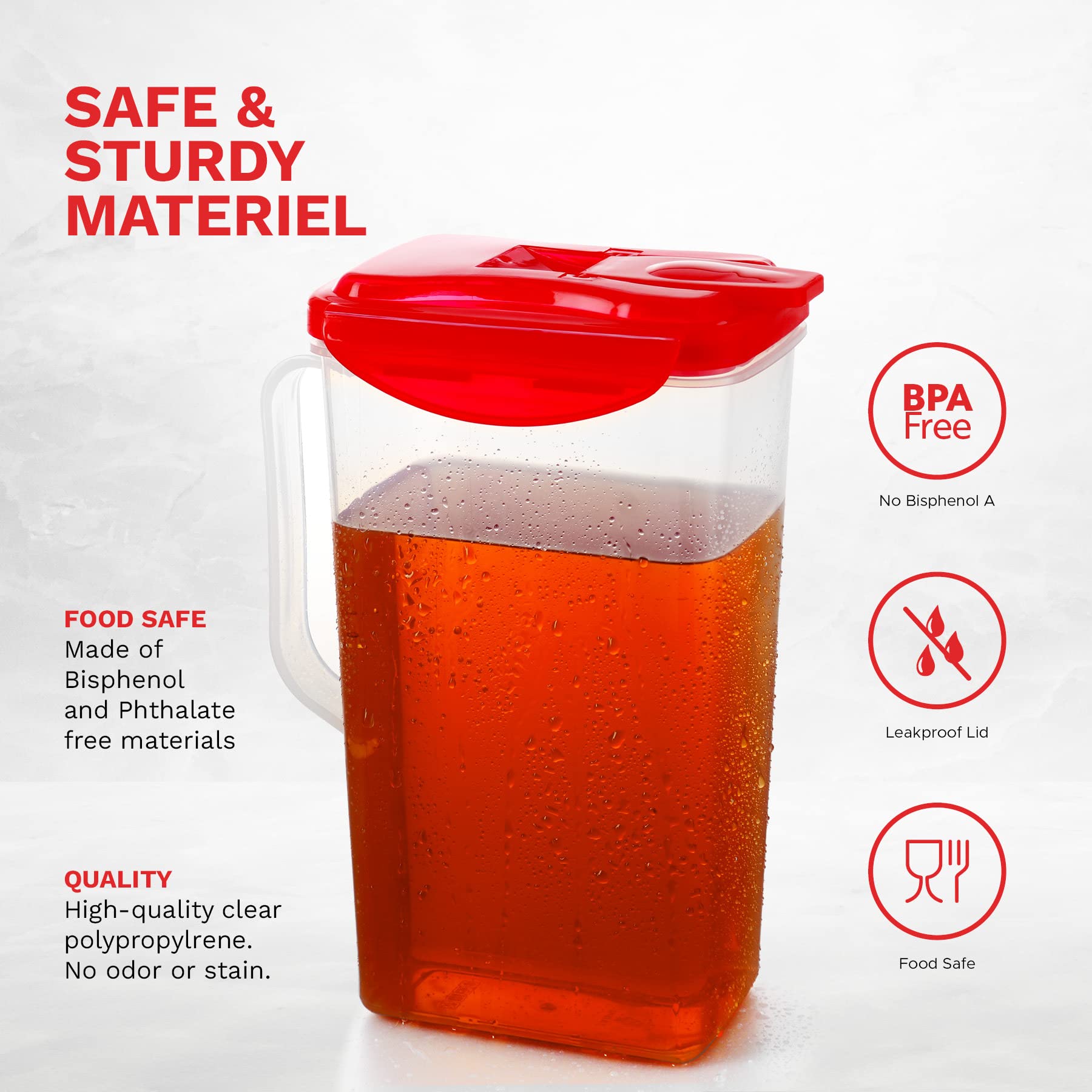 Jarra Tafura 50oz roja apta para lavavajillas en estante superior