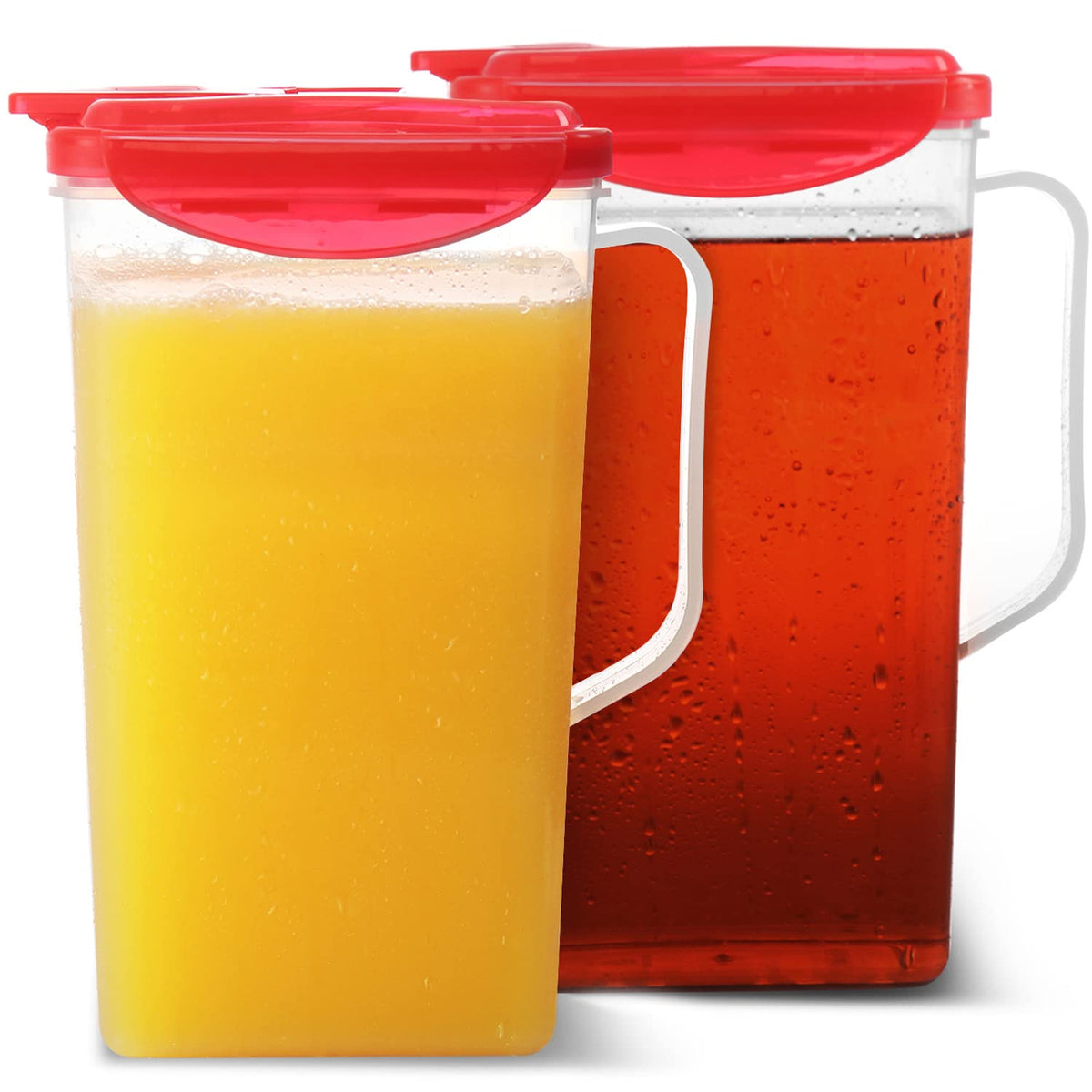 Jarra Tafura 50oz roja con tapa, ideal para guardar bebidas en la puerta