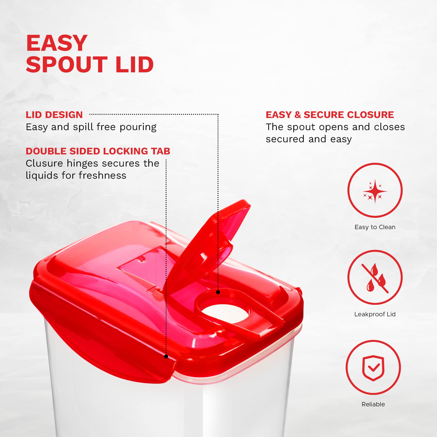 Jarra Tafura 50oz roja durable para uso diario en casa