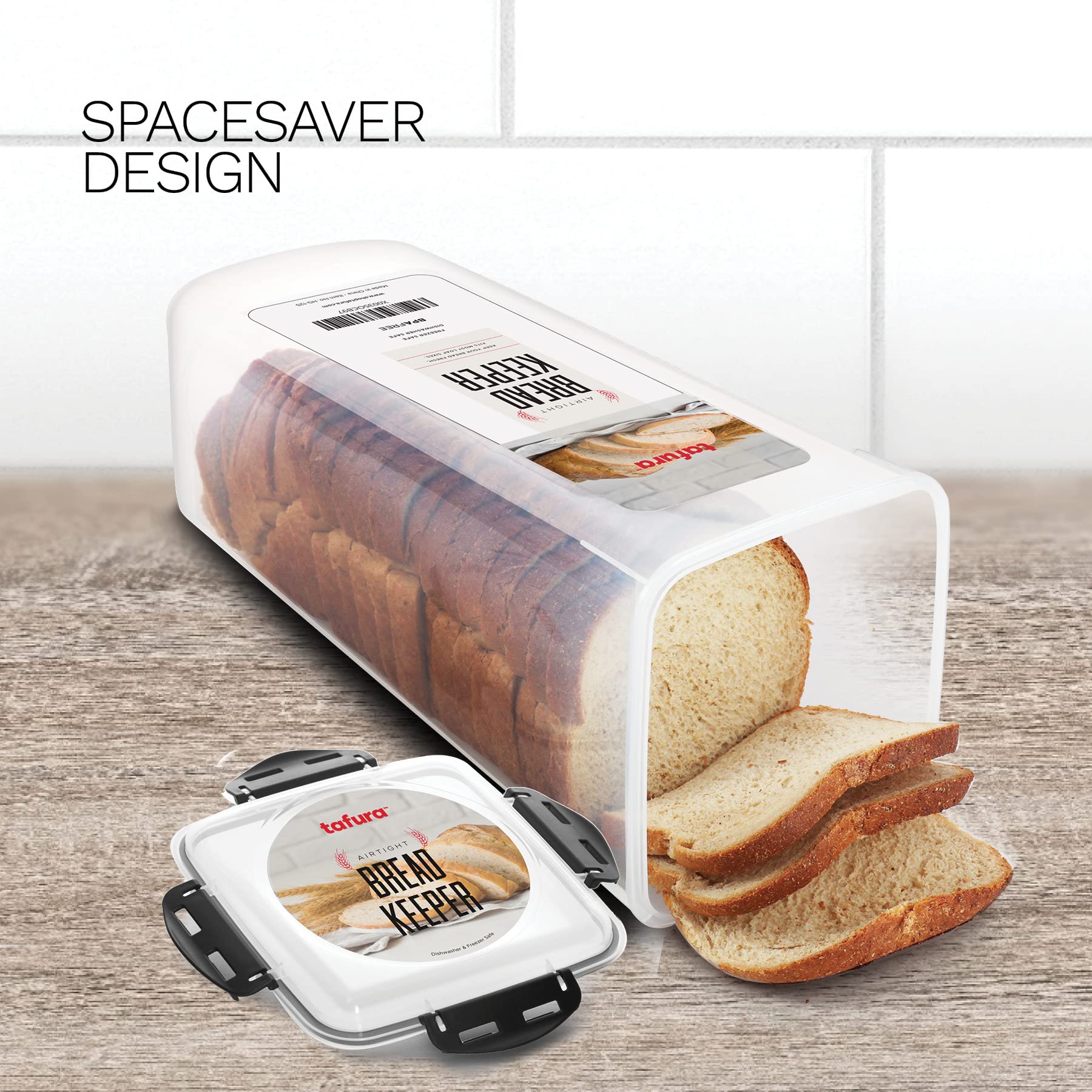Tafura de 5 litros cabe hogazas y baguettes, ideal para almacenar pan.