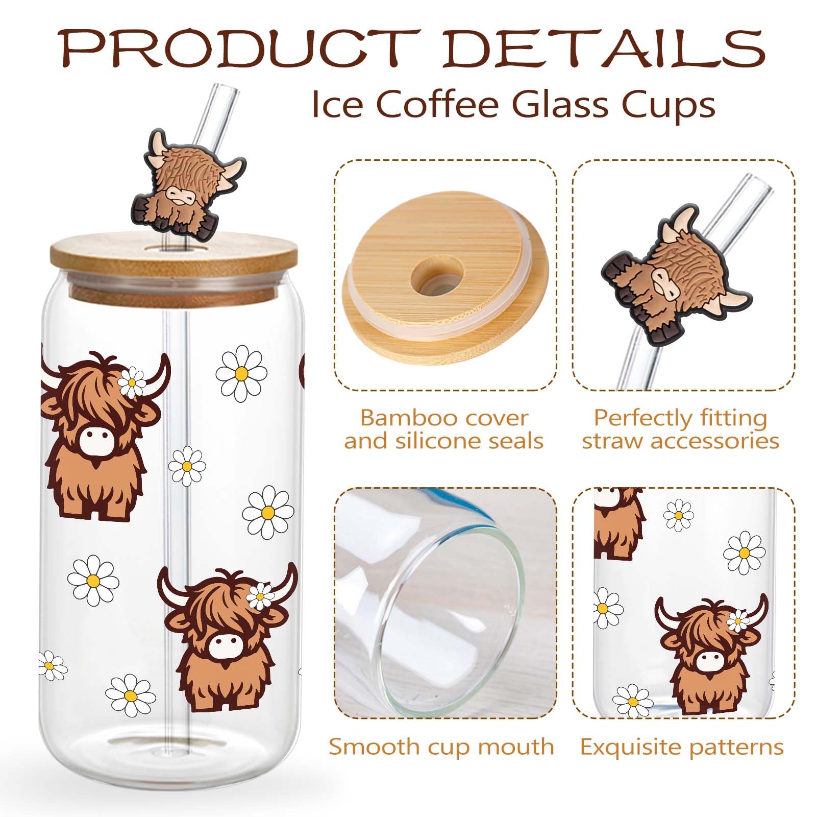 Tagdank Caja kraft Highland cow, embalaje listo para regalo