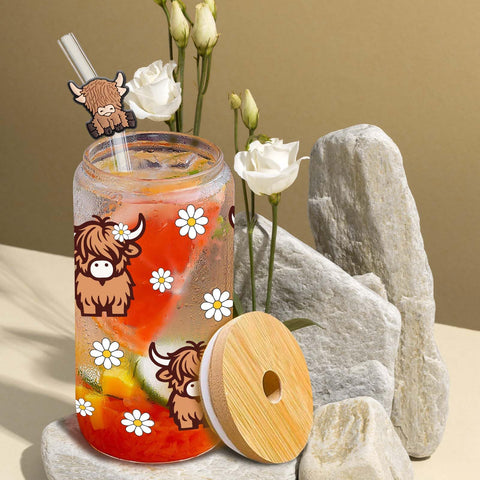 Tagdank Vidrio cristal Highland cow, apto para bebidas frías y templadas
