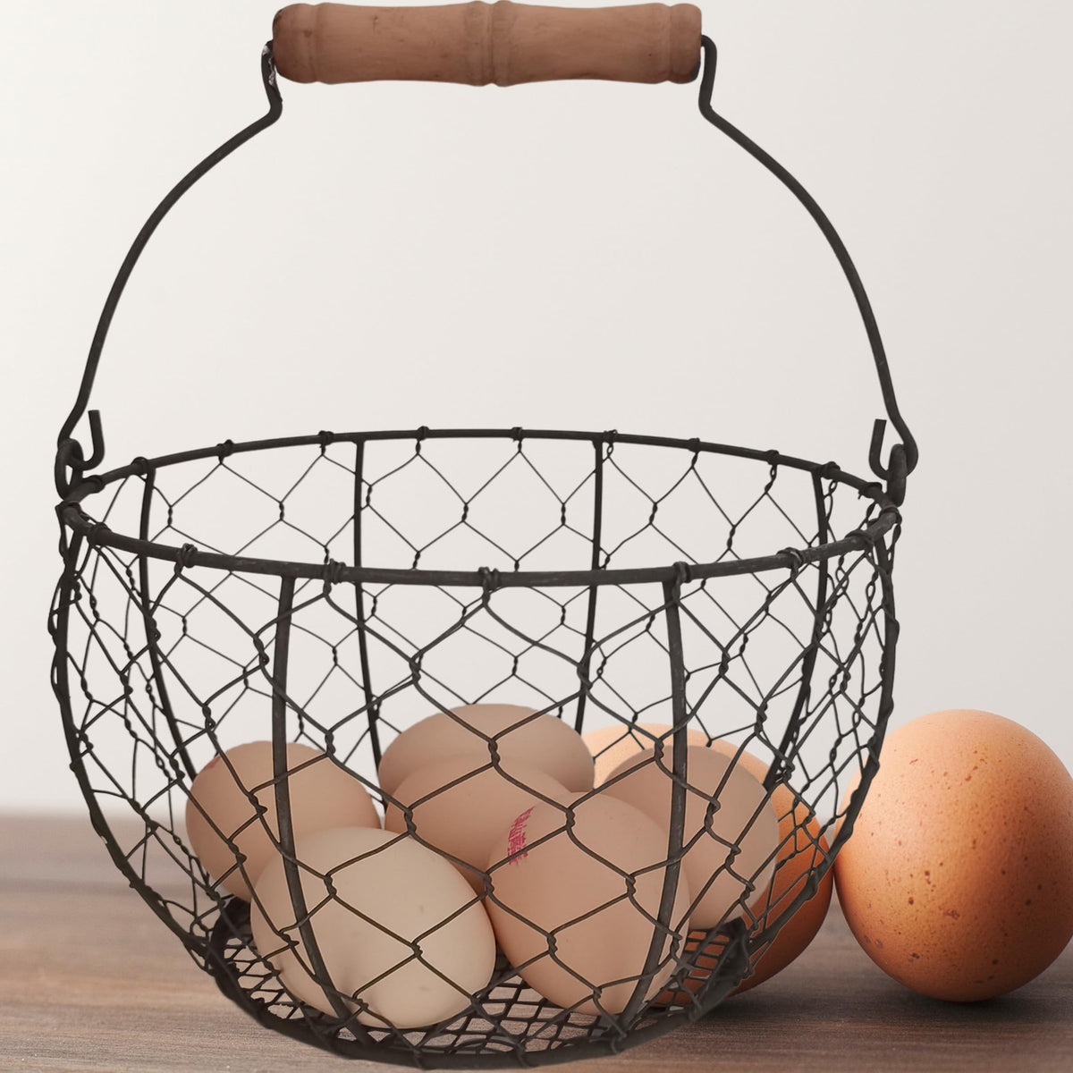 TAIANLE cesta de huevos de alambre con asa para transporte cómodo