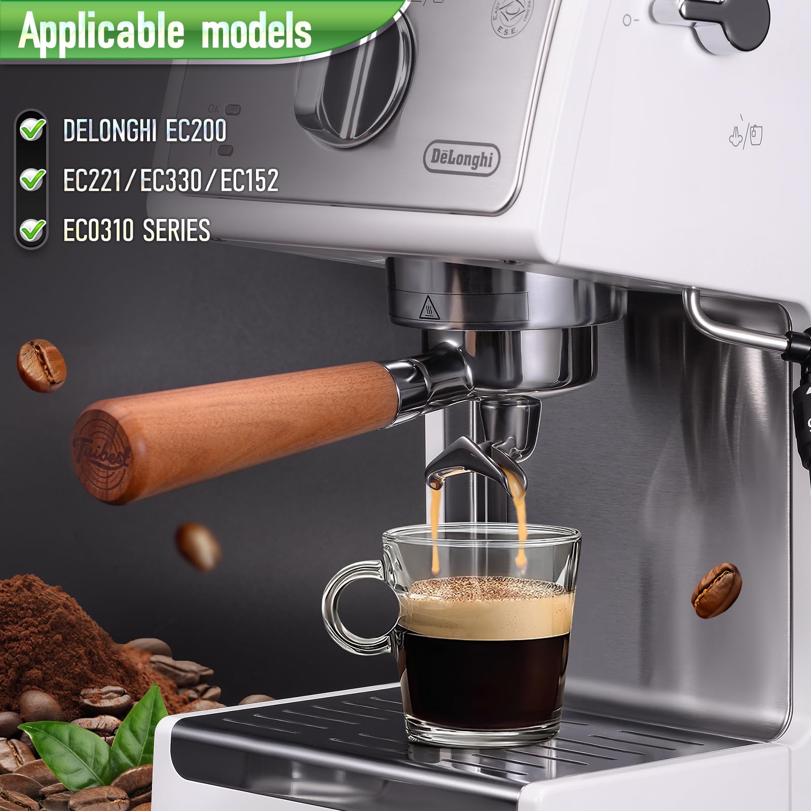 TaiBest portafiltro compatible con DeLonghi para ajuste sin fugas.