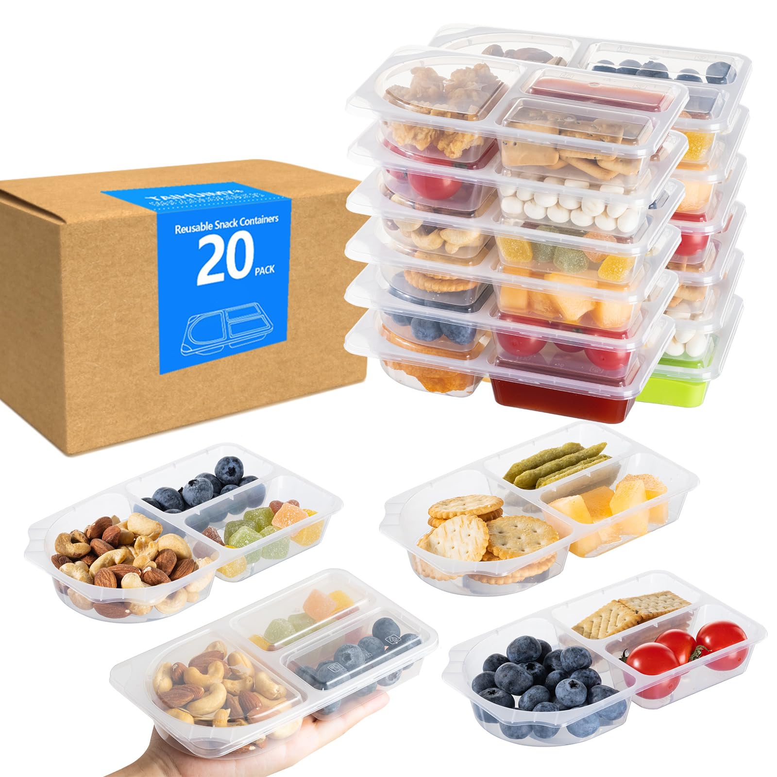 Taihuimy merienda 9oz con tres compartimentos para separar snacks