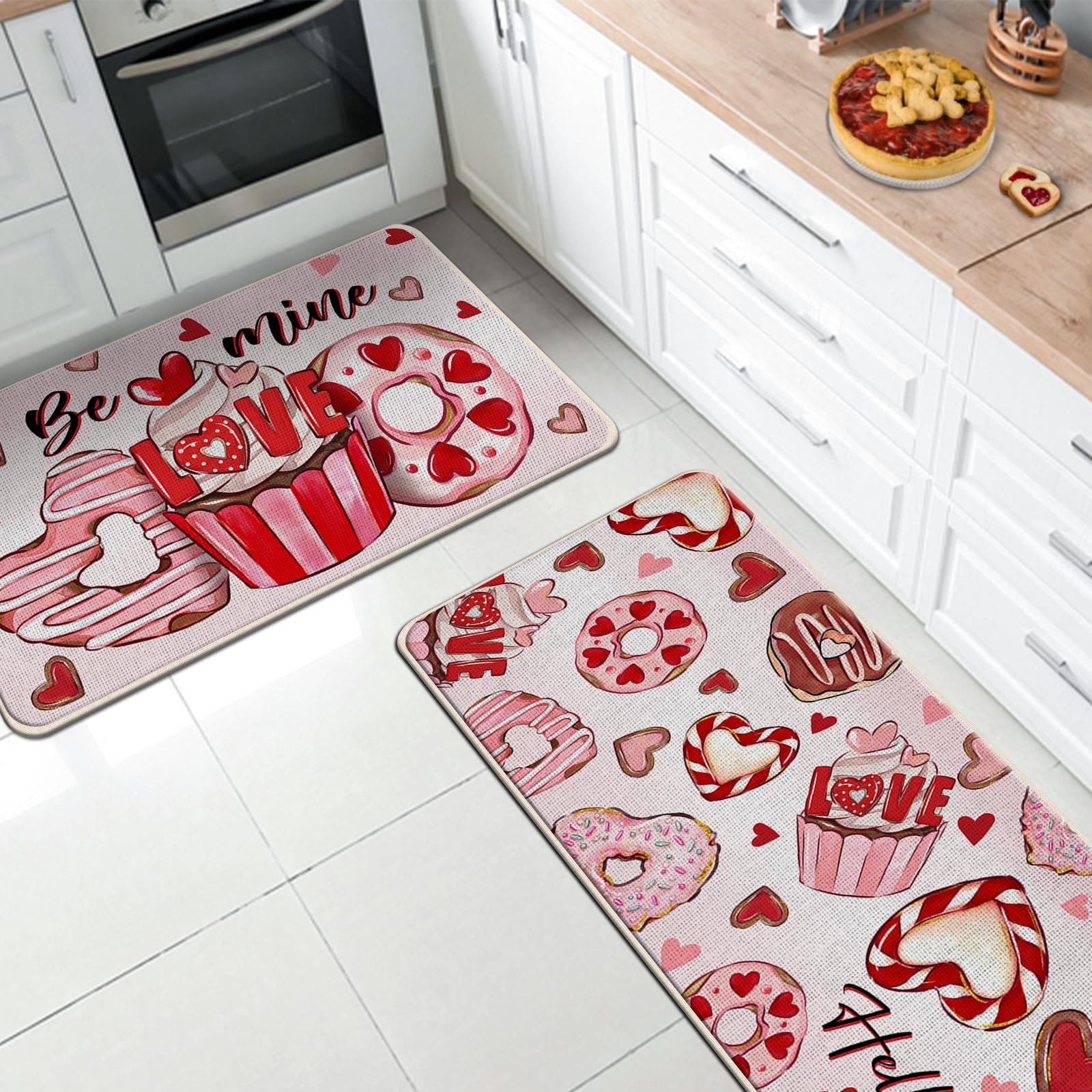 Tailus alfombra cocina donas rosa; ideal para evitar resbalones en la cocina.