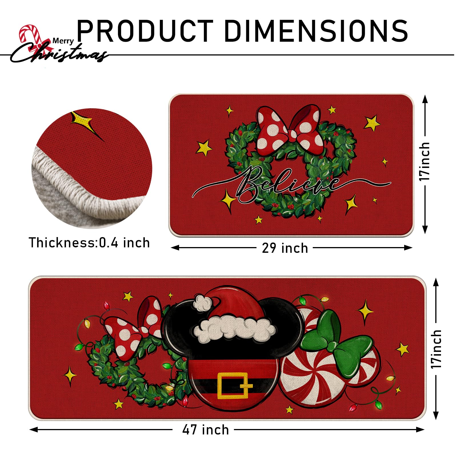Tailus alfombra Navidad Santa Rojo 17x47, protege el suelo y decora la entrada.