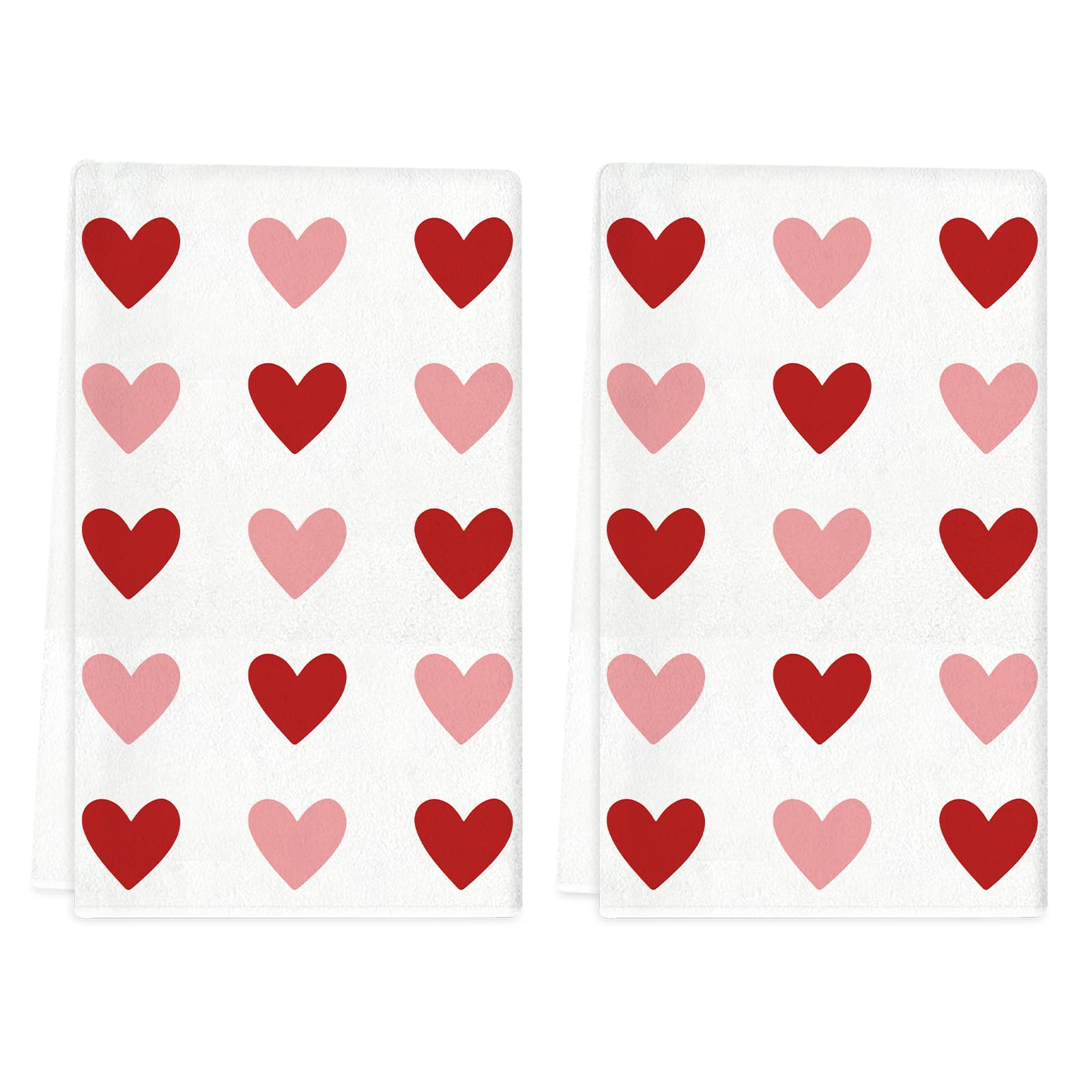 Toallas TAJWE para cocina con corazones rojos, diseño romántico y secado eficiente.