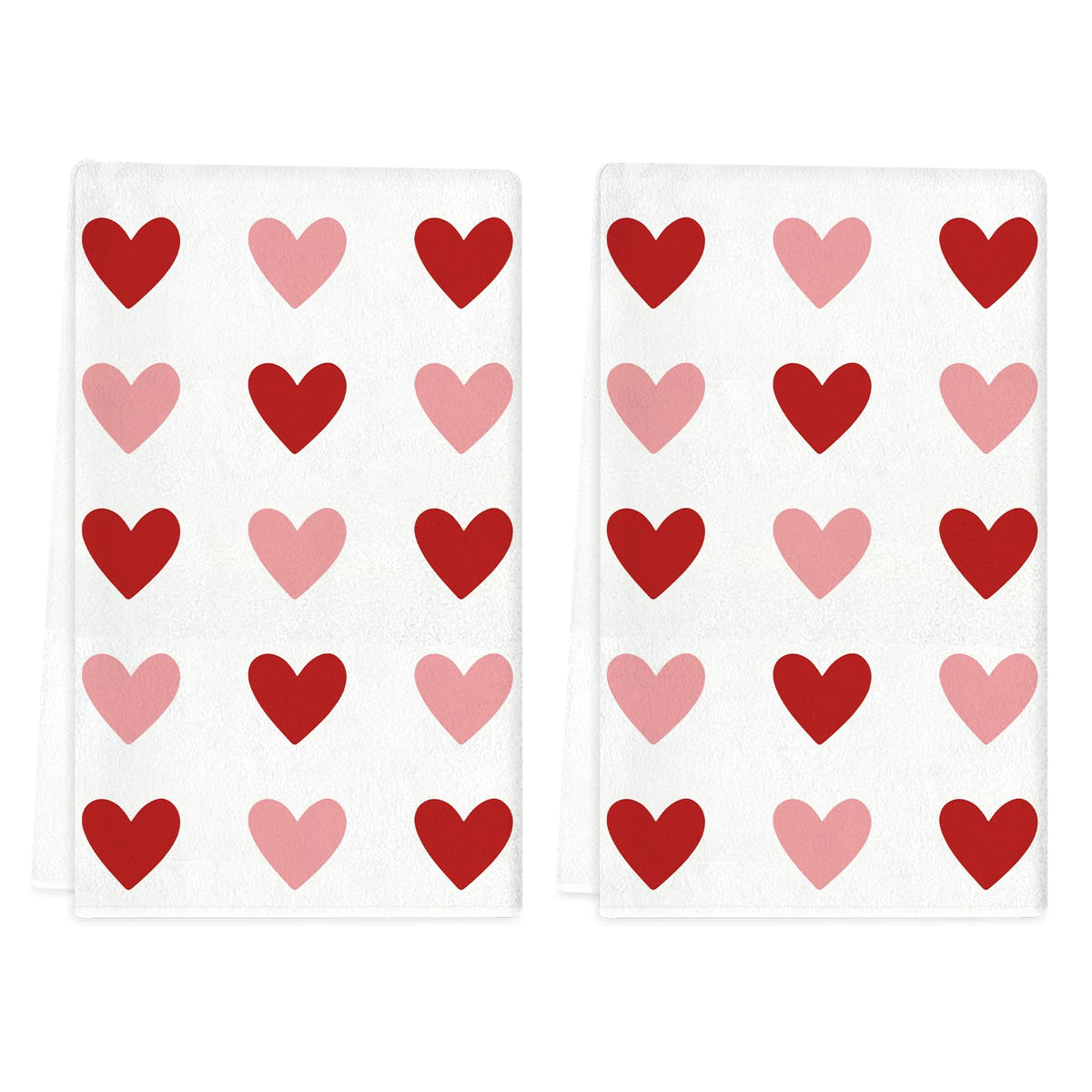 Toallas TAJWE para cocina con corazones rojos, diseño romántico y secado eficiente.