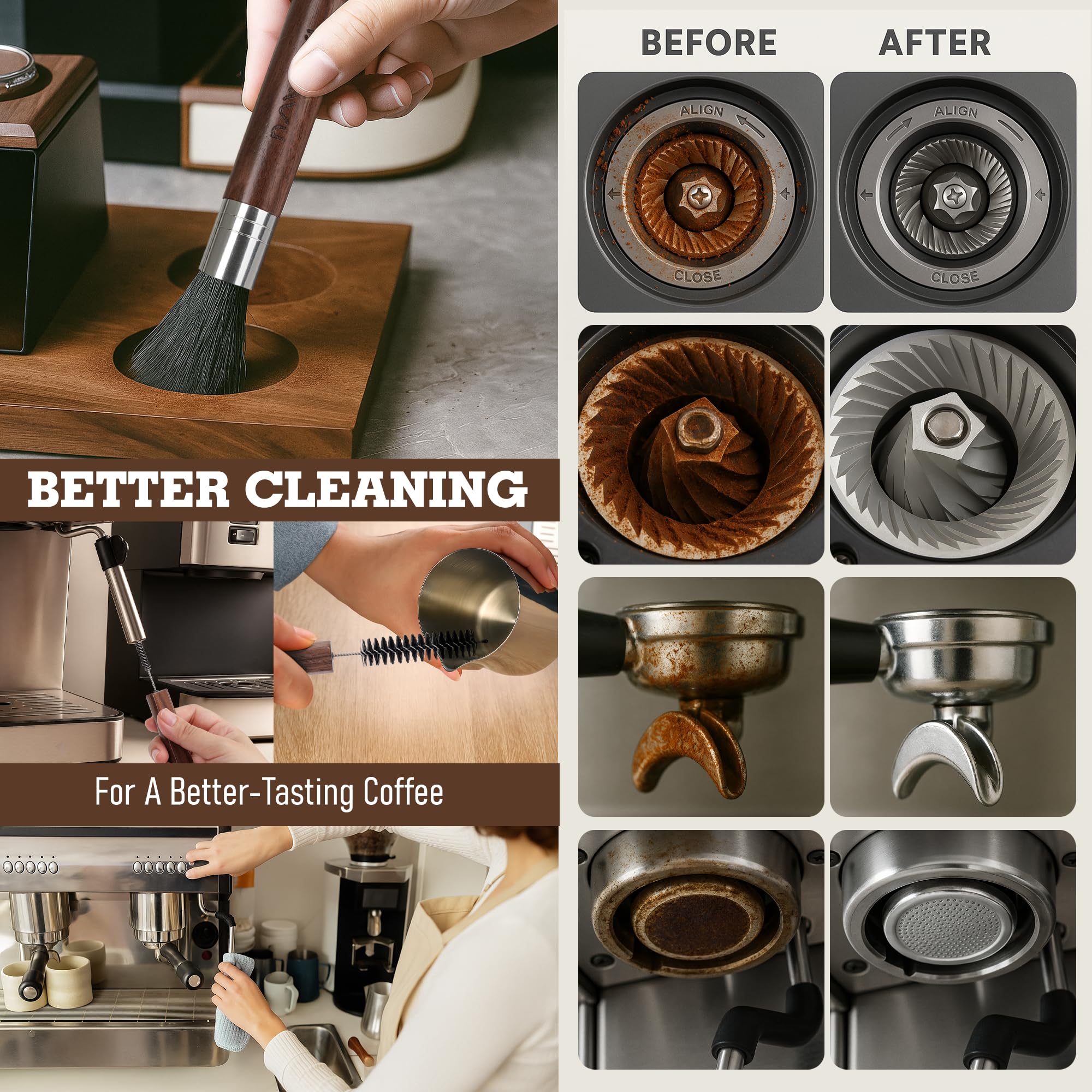 Takavu cepillos cocina limpieza espresso: mantenimiento de la máquina para un sabor limpio.