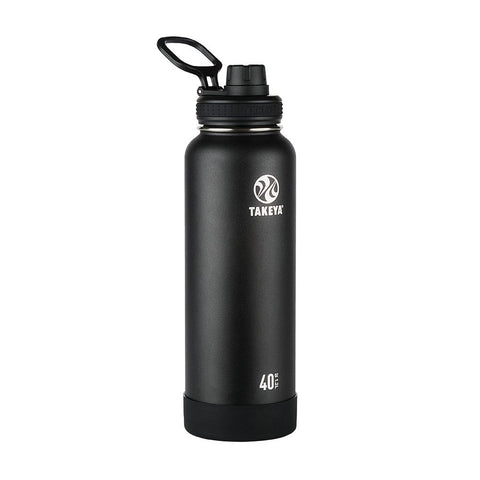Botella Takeya Actives de acero inoxidable de 40 oz Onix, mantiene bebidas frías por más tiempo.