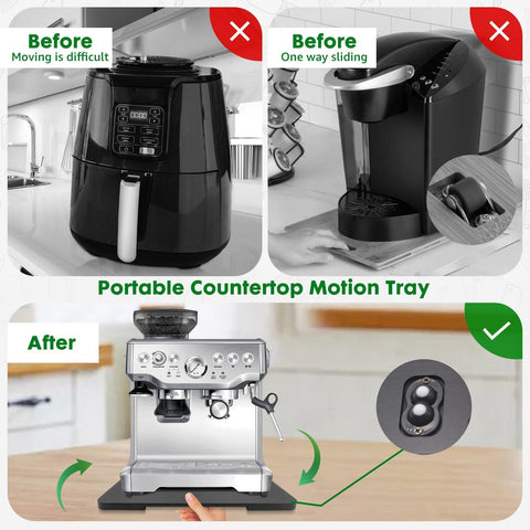 Taladad Deslizador Cafetera Keurig desplaza la cafetera sin esfuerzo.